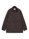 Carhartt Work In Progress Lowis Brushed Houndstooth Chore Coat In Brown