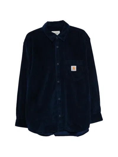 Carhartt Loyde Corduroy Logo-patch Shirt In Blue