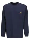 Carhartt Navy American Script Long Sleeve T-shirt In Air Force Blue