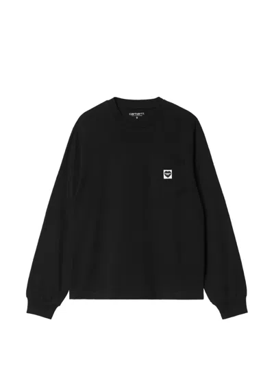 Carhartt L/s Pocket Small Heart T-shirt In Black