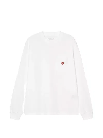 Carhartt L/s Pocket Small Heart T-shirt In White