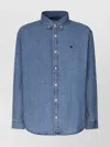 Carhartt Lucas Logo-embroidered Denim Shirt In Blue