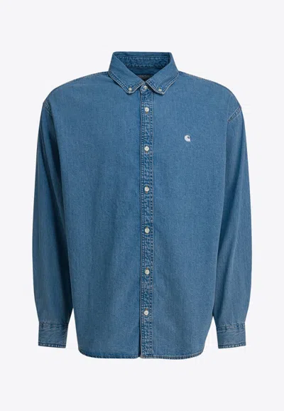 Carhartt Lucas Long-sleeved Denim Shirt In Blue