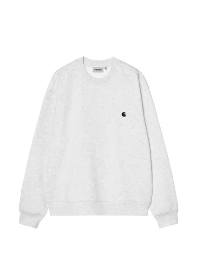Carhartt Logo-embroidered Crewneck Sweatshirt In Gray