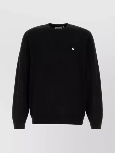 Carhartt Madison Cotton Sweater With Ribbed Cuffs And Hem In Black