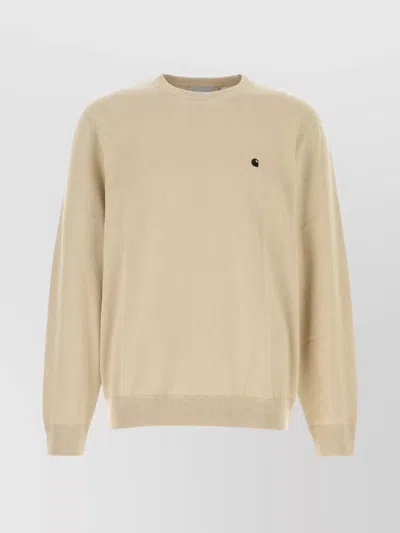 Carhartt Madison Cotton Sweater With Ribbed Cuffs And Hem In Beige