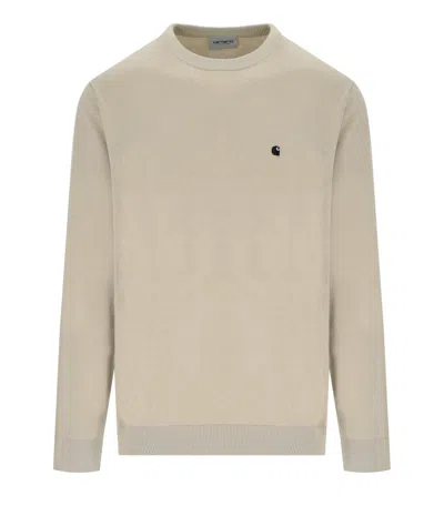 Carhartt Madison Fleur De Sel Crewneck Jumper In Brown