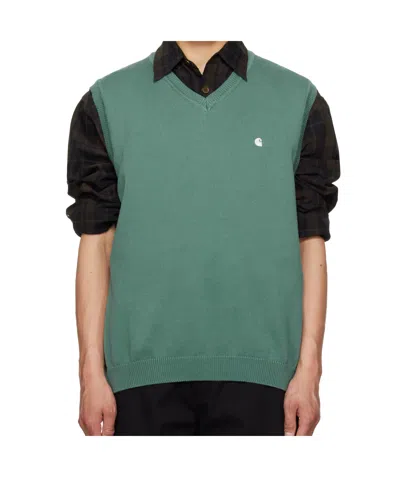 Carhartt Madison Knitted Vest In 2nmxxsilverpine/whit