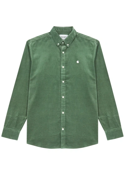 Carhartt Madison Logo-embroidered Corduroy Shirt In Green
