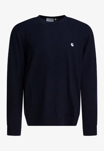 Carhartt Crew Neck Long Sleeve Ribbed Knitwear In Black