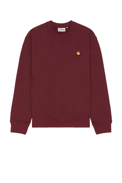 Carhartt American Script Cotton Blend Sweatshirt With Embroidered Logo In Red