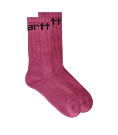 Carhartt Magenta Socks With Logo In Fucsia
