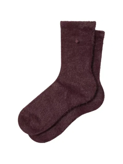 Carhartt Maine Logo-embroidered Socks In Burgundy