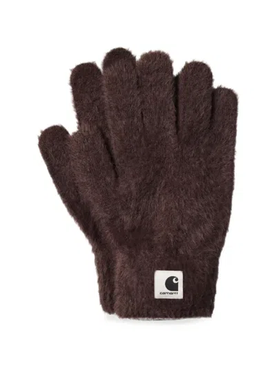 Carhartt Maine Logo-patch Gloves In Brown