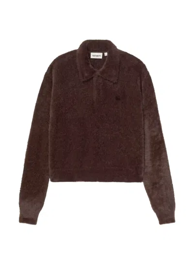 Carhartt Maine Polo-collar Jumper In Brown