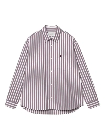 Carhartt Malden Striped-pattern Shirt In Purple