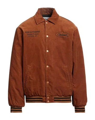 Carhartt Man Jacket Camel Size Xl Cotton, Nylon, Elastane In Beige