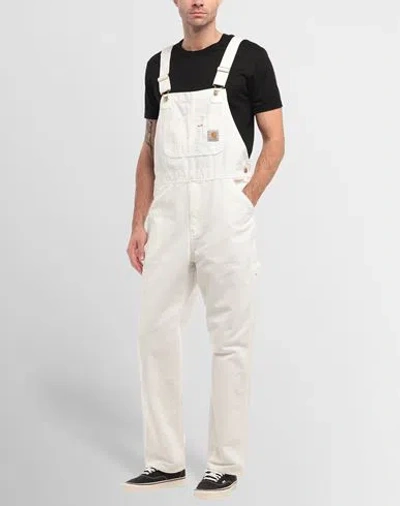 Carhartt Man Overalls Ivory Size 32w-32l Cotton In White