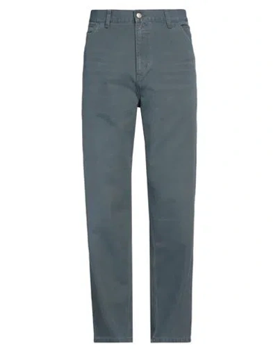 Carhartt Man Pants Slate Blue Size 28w-32l Organic Cotton In Green