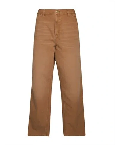 Carhartt Man Pants Camel Size 36w-32l Organic Cotton In Brown