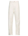 Carhartt Man Pants Cream Size 28w-32l Organic Cotton In White