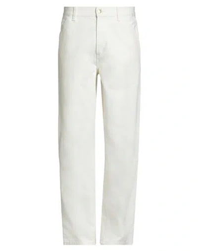 Carhartt Man Pants Ivory Size 30w-32l Organic Cotton In White
