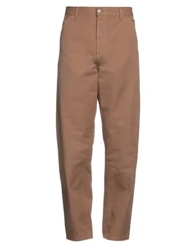Carhartt Man Pants Brown Size 34w-32l Organic Cotton In Beige