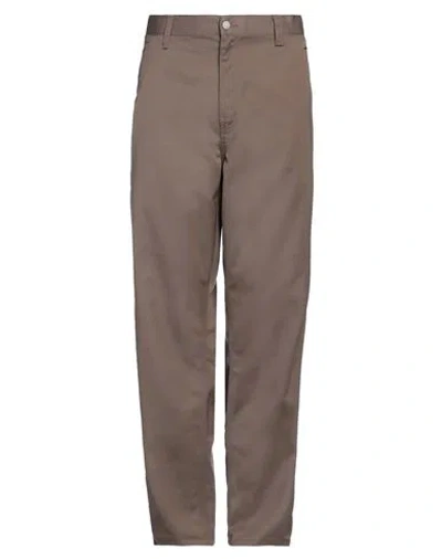 Carhartt Man Pants Khaki Size 28w-32l Polyester, Cotton In Brown
