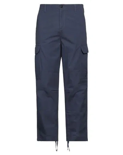 Carhartt Man Pants Navy Blue Size 34w-30l Cotton In Navy Blue