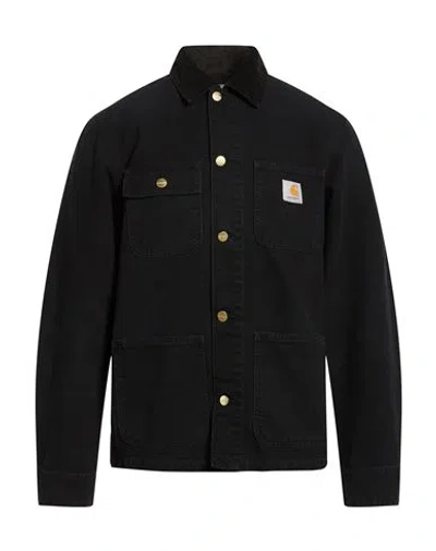 Carhartt Structured Black Cotton Jacket With Classic Collar In Multi