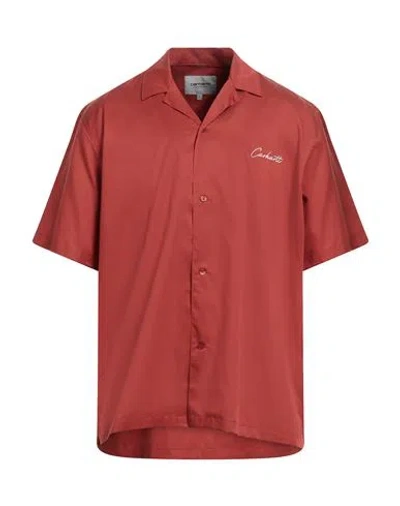 Carhartt Man Shirt Brick Red Size M Tencel, Cotton