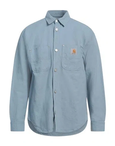 Carhartt Man Shirt Light Blue Size Xl Cotton, Linen