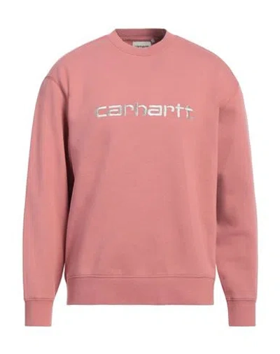 Carhartt Man Sweatshirt Antique Rose Size M Cotton, Polyester, Elastane In Pink