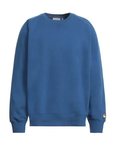 Carhartt Man Sweatshirt Blue Size Xl Cotton, Polyester