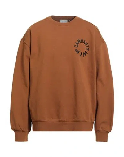 Carhartt Man Sweatshirt Camel Size L Cotton, Polyester In Brown