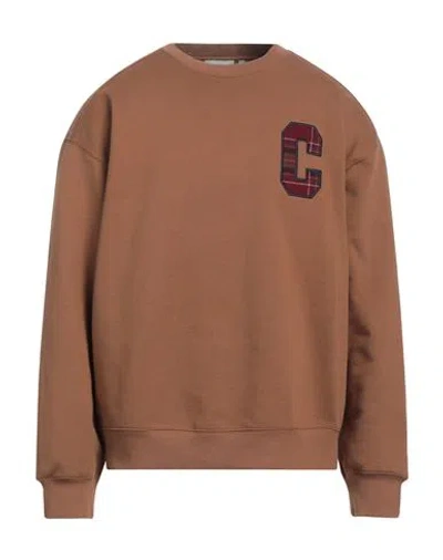 Carhartt Man Sweatshirt Camel Size Xl Cotton, Elastane, Polyester In Beige