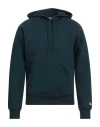 Carhartt Man Sweatshirt Deep Teal Size S Cotton, Polyester In Green