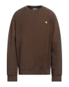 Carhartt Man Sweatshirt Khaki Size S Cotton, Polyester, Elastane In Beige