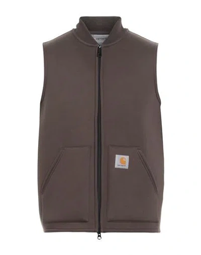 Carhartt Man Sweatshirt Khaki Size Xs Polyester, Cotton In Brown
