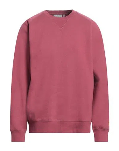 Carhartt Man Sweatshirt Magenta Size Xl Cotton, Polyester In Brown