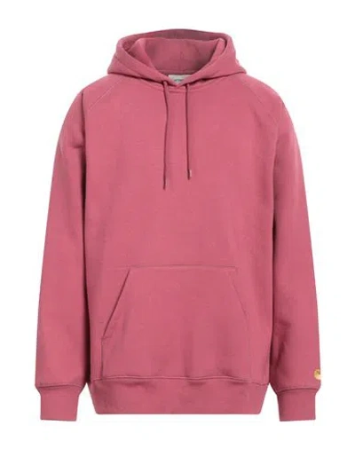 Carhartt Man Sweatshirt Magenta Size Xl Cotton, Polyester, Elastane In Pink