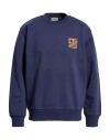 Carhartt Man Sweatshirt Navy Size Xl Cotton, Polyester, Elastane In Blue