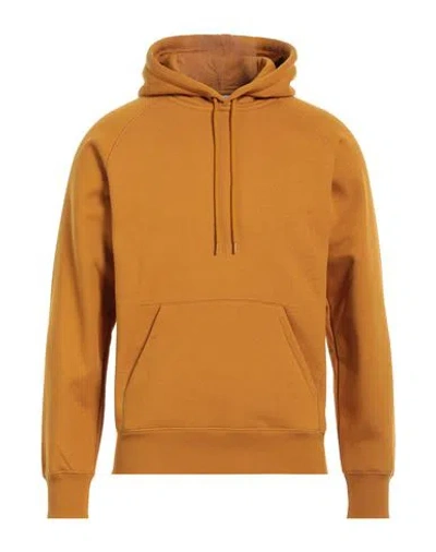 Carhartt Man Sweatshirt Ocher Size S Cotton, Polyester, Elastane In Yellow