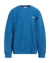 Carhartt Man Sweatshirt Slate Blue Size Xl Cotton, Polyester, Elastane