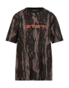 Carhartt Man T-shirt Dark Brown Size Xl Cotton In Brown