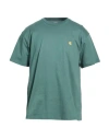 Carhartt Man T-shirt Emerald Green Size L Cotton