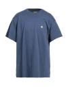 Carhartt Man T-shirt Navy Size Xl Cotton In Blue