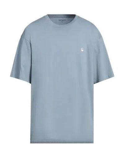 Carhartt Man T-shirt Pastel Blue Size Xxl Organic Cotton