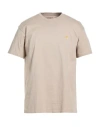 Carhartt Man T-shirt Taupe Size L Cotton In Gray