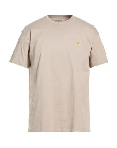 Carhartt Man T-shirt Taupe Size L Cotton In Gray